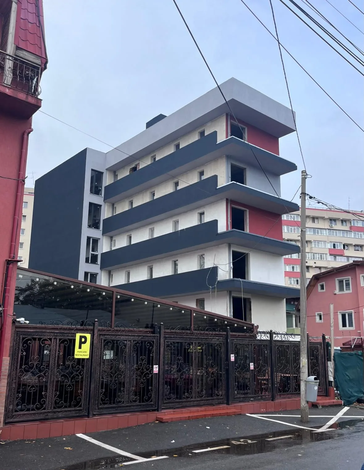 Completed modern urban building with generous glazing
