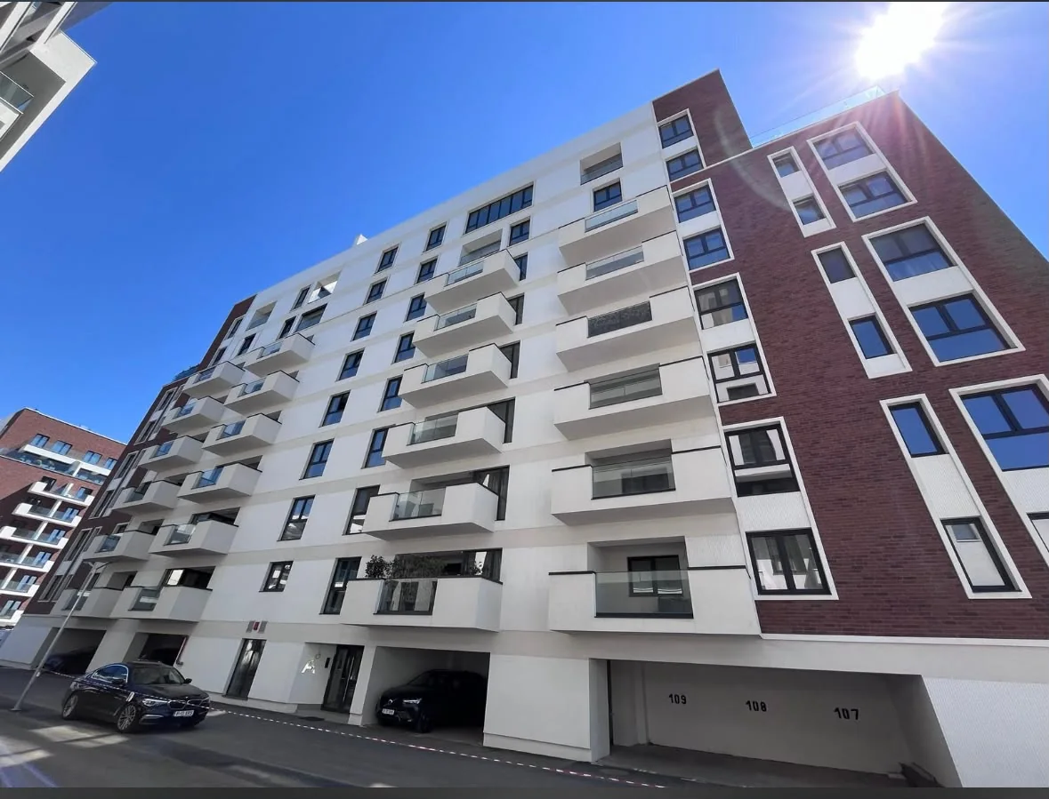 Residential façade with windows and balconies